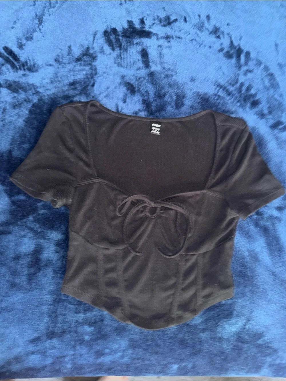 Black Tie-Front Women's Top
